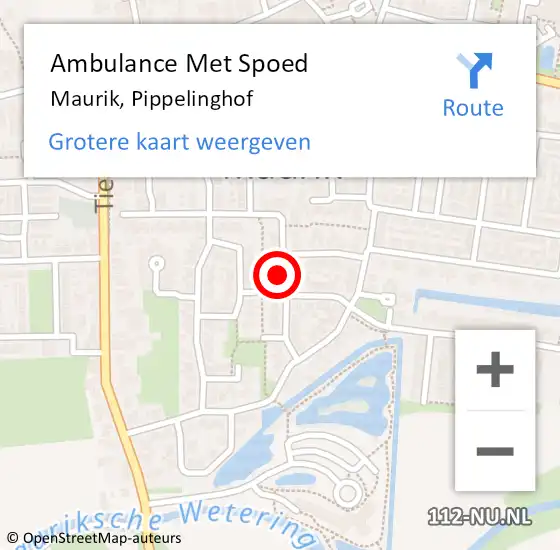 Locatie op kaart van de 112 melding: Ambulance Met Spoed Naar Maurik, Pippelinghof op 9 september 2021 07:48