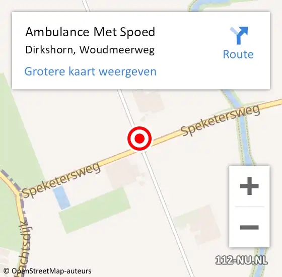 Locatie op kaart van de 112 melding: Ambulance Met Spoed Naar Dirkshorn, Woudmeerweg op 9 september 2021 08:27