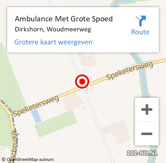 Locatie op kaart van de 112 melding: Ambulance Met Grote Spoed Naar Dirkshorn, Woudmeerweg op 9 september 2021 08:28