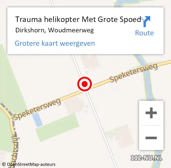 Locatie op kaart van de 112 melding: Trauma helikopter Met Grote Spoed Naar Dirkshorn, Woudmeerweg op 9 september 2021 08:28
