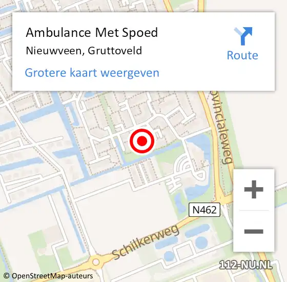 Locatie op kaart van de 112 melding: Ambulance Met Spoed Naar Nieuwveen, Gruttoveld op 9 september 2021 08:30