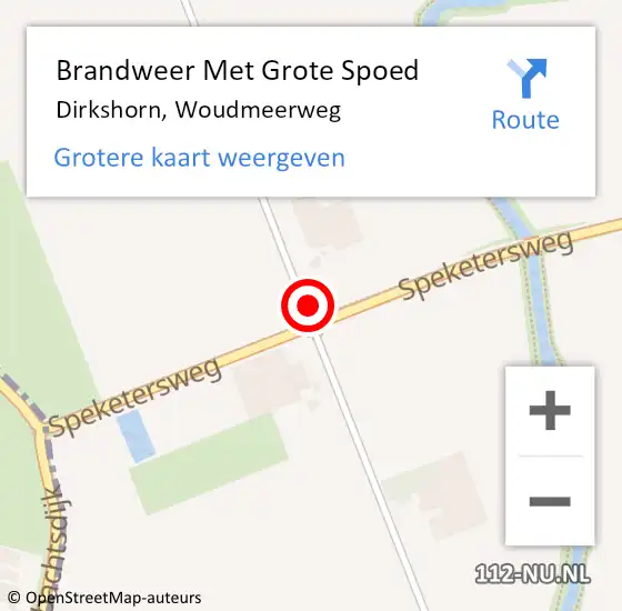 Locatie op kaart van de 112 melding: Brandweer Met Grote Spoed Naar Dirkshorn, Woudmeerweg op 9 september 2021 08:30