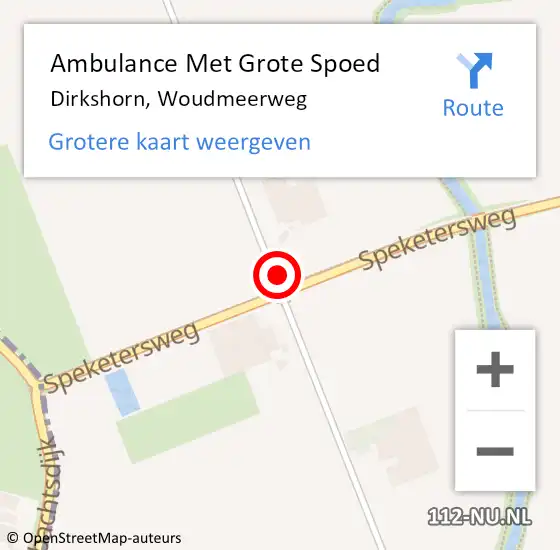 Locatie op kaart van de 112 melding: Ambulance Met Grote Spoed Naar Dirkshorn, Woudmeerweg op 9 september 2021 08:31