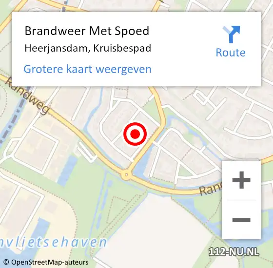 Locatie op kaart van de 112 melding: Brandweer Met Spoed Naar Heerjansdam, Kruisbespad op 9 september 2021 08:37