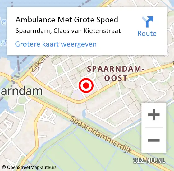 Locatie op kaart van de 112 melding: Ambulance Met Grote Spoed Naar Spaarndam, Claes van Kietenstraat op 9 september 2021 09:03