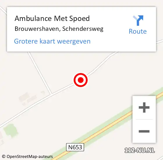 Locatie op kaart van de 112 melding: Ambulance Met Spoed Naar Brouwershaven, Schendersweg op 5 oktober 2013 21:39