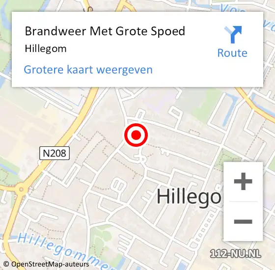 Locatie op kaart van de 112 melding: Brandweer Met Grote Spoed Naar Hillegom op 9 september 2021 09:15