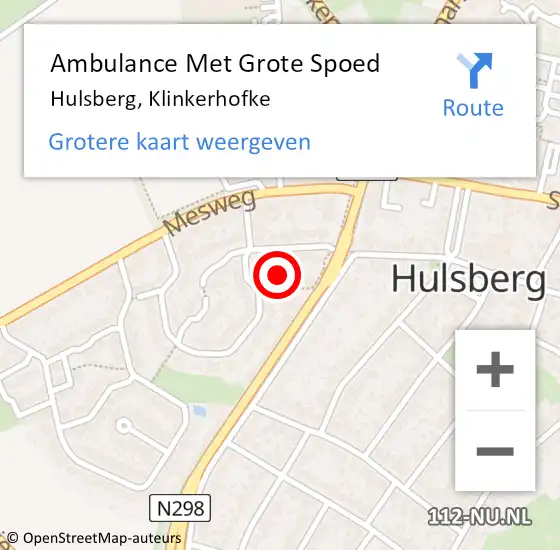 Locatie op kaart van de 112 melding: Ambulance Met Grote Spoed Naar Hulsberg, Klinkerhofke op 22 juni 2014 11:47