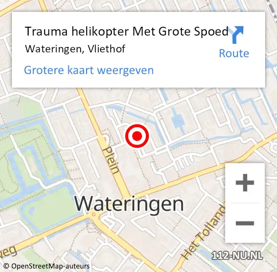 Locatie op kaart van de 112 melding: Trauma helikopter Met Grote Spoed Naar Wateringen, Vliethof op 9 september 2021 10:30