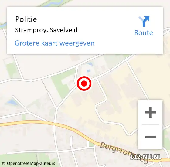 Locatie op kaart van de 112 melding: Politie Stramproy, Savelveld op 9 september 2021 10:47