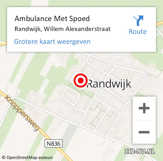 Locatie op kaart van de 112 melding: Ambulance Met Spoed Naar Randwijk, Willem Alexanderstraat op 9 september 2021 11:00