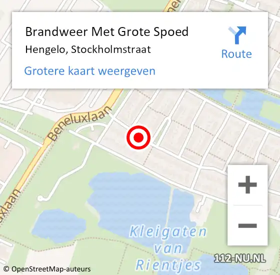 Locatie op kaart van de 112 melding: Brandweer Met Grote Spoed Naar Hengelo, Stockholmstraat op 9 september 2021 11:23