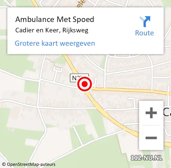 Locatie op kaart van de 112 melding: Ambulance Met Spoed Naar Cadier en Keer, Rijksweg op 22 juni 2014 11:59