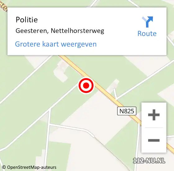 Locatie op kaart van de 112 melding: Politie Geesteren, Nettelhorsterweg op 9 september 2021 12:00