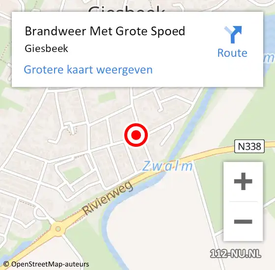 Locatie op kaart van de 112 melding: Brandweer Met Grote Spoed Naar Giesbeek op 9 september 2021 12:13