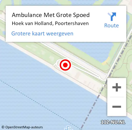 Locatie op kaart van de 112 melding: Ambulance Met Grote Spoed Naar Hoek van Holland, Poortershaven op 9 september 2021 12:16