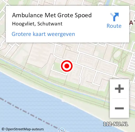 Locatie op kaart van de 112 melding: Ambulance Met Grote Spoed Naar Hoogvliet, Schutwant op 9 september 2021 12:29