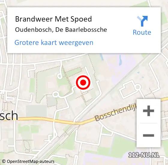 Locatie op kaart van de 112 melding: Brandweer Met Spoed Naar Oudenbosch, De Baarlebossche op 9 september 2021 12:30