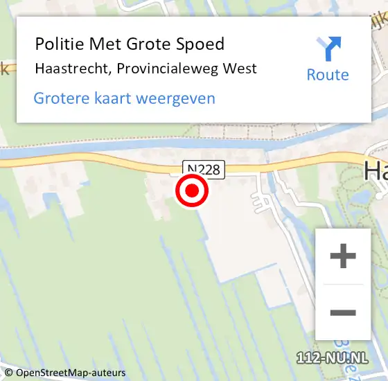 Locatie op kaart van de 112 melding: Politie Met Grote Spoed Naar Haastrecht, Provincialeweg West op 9 september 2021 12:41