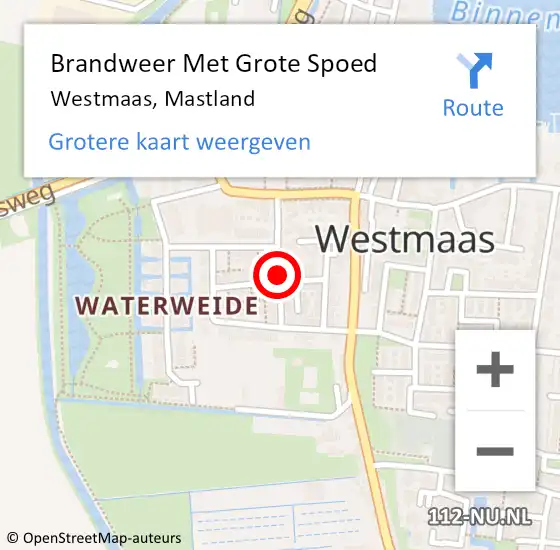 Locatie op kaart van de 112 melding: Brandweer Met Grote Spoed Naar Westmaas, Mastland op 9 september 2021 13:33