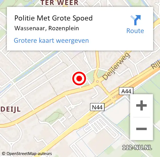 Locatie op kaart van de 112 melding: Politie Met Grote Spoed Naar Wassenaar, Rozenplein op 9 september 2021 13:55