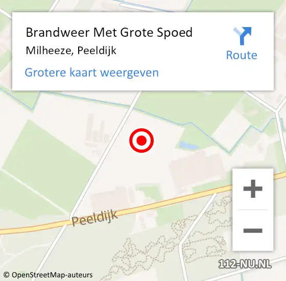 Locatie op kaart van de 112 melding: Brandweer Met Grote Spoed Naar Milheeze, Peeldijk op 9 september 2021 14:04
