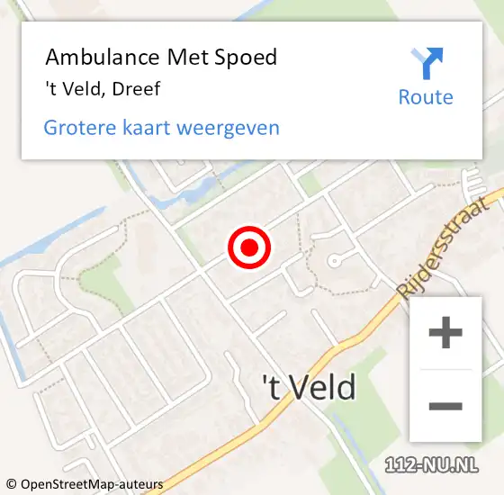Locatie op kaart van de 112 melding: Ambulance Met Spoed Naar 't Veld, Dreef op 9 september 2021 14:10