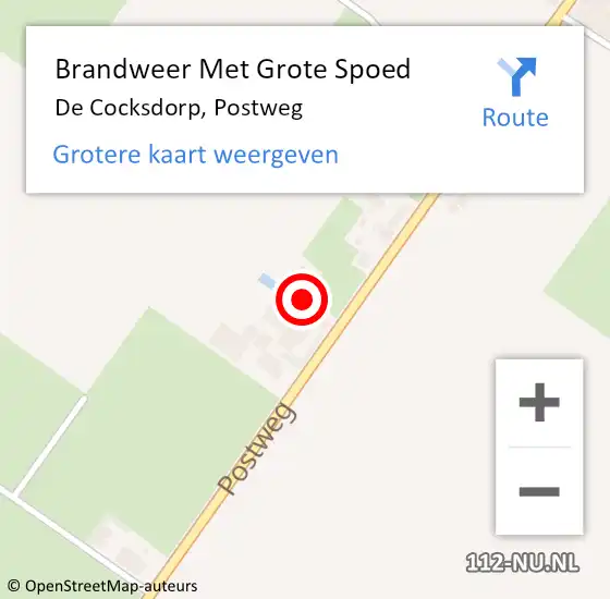 Locatie op kaart van de 112 melding: Brandweer Met Grote Spoed Naar De Cocksdorp, Postweg op 9 september 2021 14:25