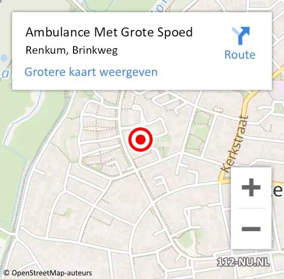 Locatie op kaart van de 112 melding: Ambulance Met Grote Spoed Naar Renkum, Brinkweg op 9 september 2021 14:34