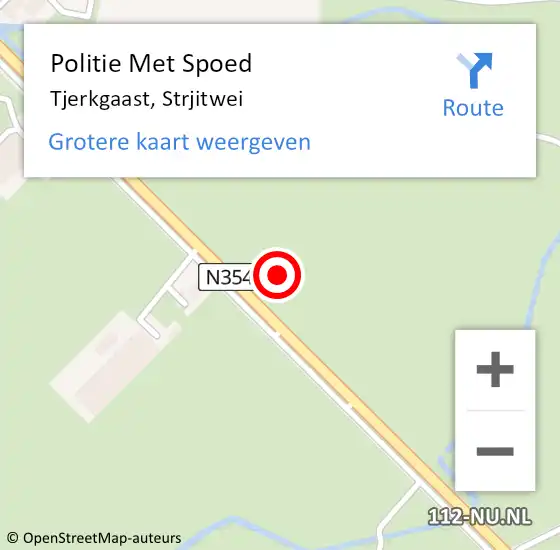 Locatie op kaart van de 112 melding: Politie Met Spoed Naar Tjerkgaast, Strjitwei op 9 september 2021 14:37