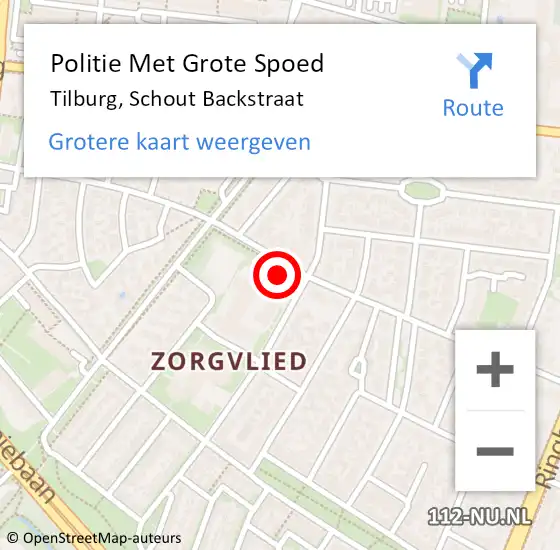 Locatie op kaart van de 112 melding: Politie Met Grote Spoed Naar Tilburg, Schout Backstraat op 9 september 2021 14:45