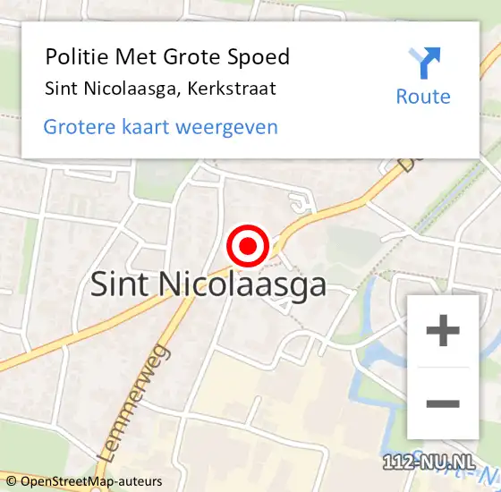 Locatie op kaart van de 112 melding: Politie Met Grote Spoed Naar Sint Nicolaasga, Kerkstraat op 9 september 2021 14:50