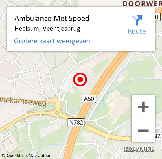 Locatie op kaart van de 112 melding: Ambulance Met Spoed Naar Heelsum, Veentjesbrug op 9 september 2021 14:51