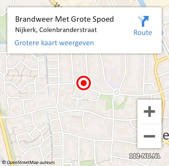 Locatie op kaart van de 112 melding: Brandweer Met Grote Spoed Naar Nijkerk, Colenbranderstraat op 9 september 2021 14:55