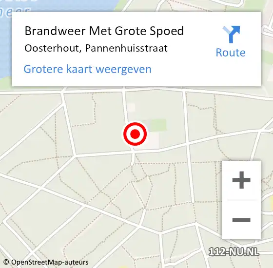 Locatie op kaart van de 112 melding: Brandweer Met Grote Spoed Naar Oosterhout, Pannenhuisstraat op 9 september 2021 14:58