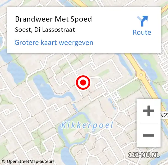 Locatie op kaart van de 112 melding: Brandweer Met Spoed Naar Soest, Di Lassostraat op 9 september 2021 15:06