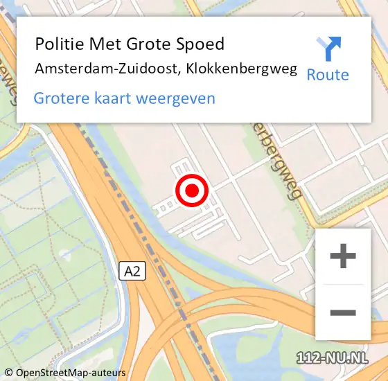 Locatie op kaart van de 112 melding: Politie Met Grote Spoed Naar Amsterdam-Zuidoost, Klokkenbergweg op 9 september 2021 15:12