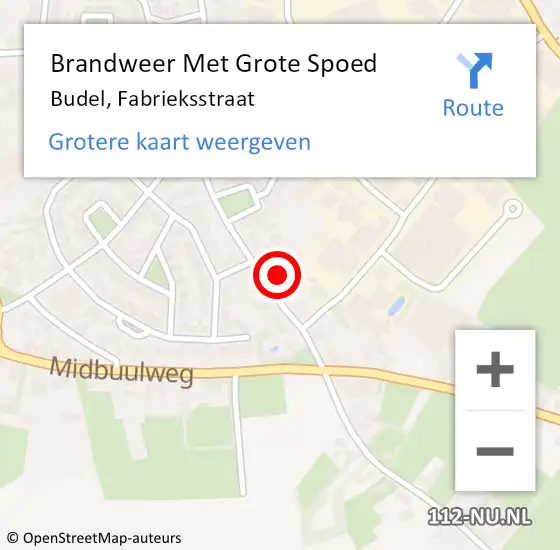 Locatie op kaart van de 112 melding: Brandweer Met Grote Spoed Naar Budel, Fabrieksstraat op 9 september 2021 15:14