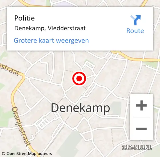 Locatie op kaart van de 112 melding: Politie Denekamp, Vledderstraat op 9 september 2021 15:15