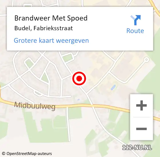 Locatie op kaart van de 112 melding: Brandweer Met Spoed Naar Budel, Fabrieksstraat op 9 september 2021 15:25