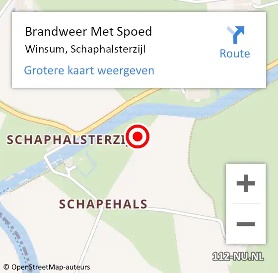 Locatie op kaart van de 112 melding: Brandweer Met Spoed Naar Winsum, Schaphalsterzijl op 9 september 2021 15:28