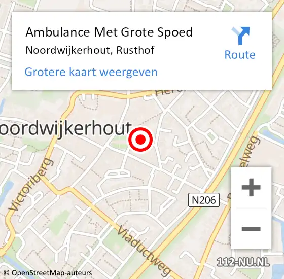 Locatie op kaart van de 112 melding: Ambulance Met Grote Spoed Naar Noordwijkerhout, Rusthof op 9 september 2021 15:42