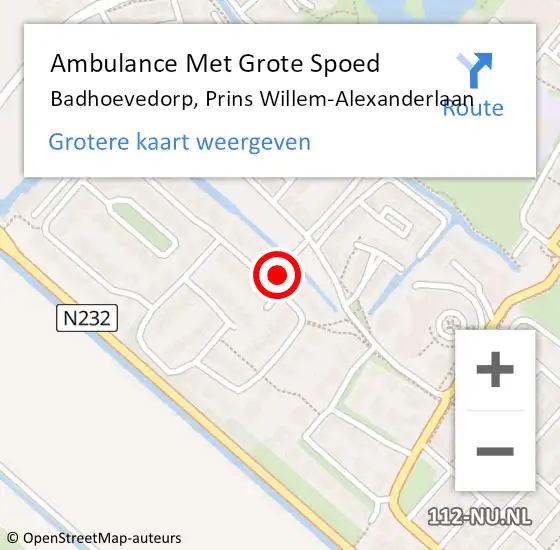 Locatie op kaart van de 112 melding: Ambulance Met Grote Spoed Naar Badhoevedorp, Prins Willem-Alexanderlaan op 9 september 2021 16:13