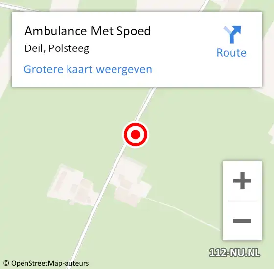 Locatie op kaart van de 112 melding: Ambulance Met Spoed Naar Deil, Polsteeg op 9 september 2021 16:20