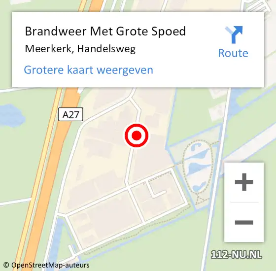 Locatie op kaart van de 112 melding: Brandweer Met Grote Spoed Naar Meerkerk, Handelsweg op 9 september 2021 16:37