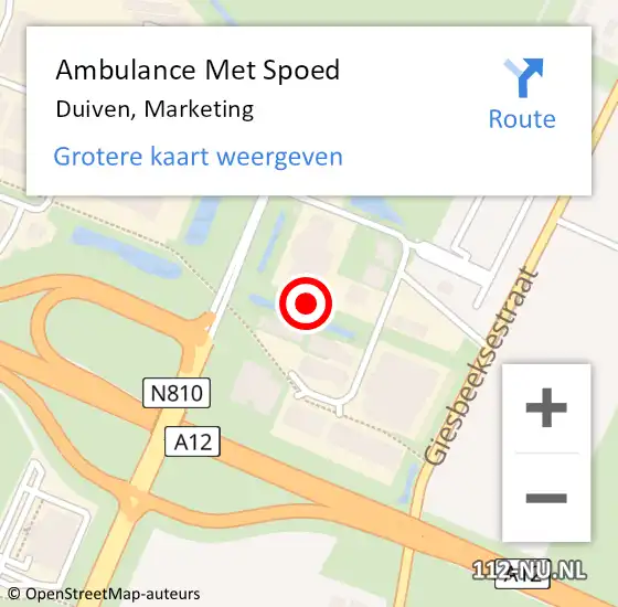 Locatie op kaart van de 112 melding: Ambulance Met Spoed Naar Duiven, Marketing op 9 september 2021 16:45