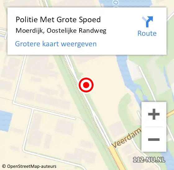 Locatie op kaart van de 112 melding: Politie Met Grote Spoed Naar Moerdijk, Oostelijke Randweg op 9 september 2021 16:47