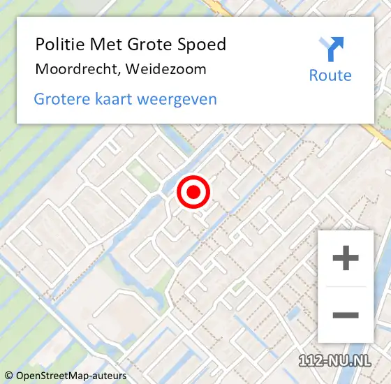 Locatie op kaart van de 112 melding: Politie Met Grote Spoed Naar Moordrecht, Weidezoom op 9 september 2021 17:01