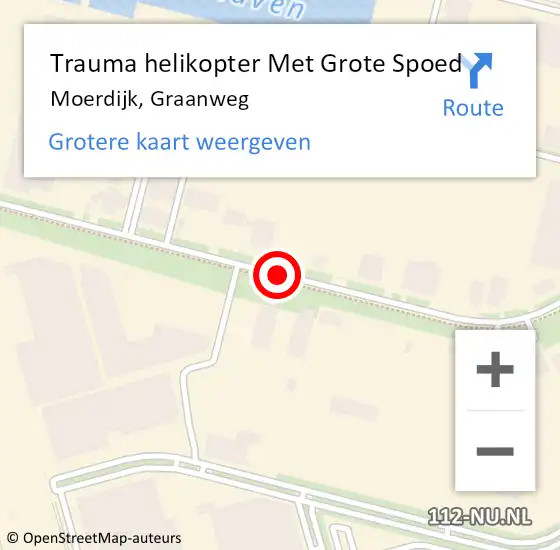 Locatie op kaart van de 112 melding: Trauma helikopter Met Grote Spoed Naar Moerdijk, Graanweg op 9 september 2021 17:04