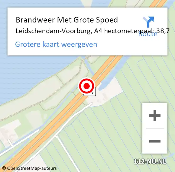 Locatie op kaart van de 112 melding: Brandweer Met Grote Spoed Naar Leidschendam-Voorburg, A4 hectometerpaal: 38,7 op 9 september 2021 17:12